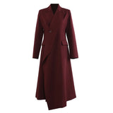 New Super Beauty Angola Red Personality Suit Collar Long Blazer Wind Coat