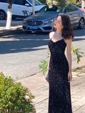 Women Sexy Sequin Strap Dresses 2025 Spring Summer Elegant Vintage Party Club Dress Korean Fashion One Piece Clothes 211-1-Outfit