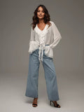 Women's New Fashion Lotus Leaf Side Long-Sleeved V Tie With Shirt Shirt