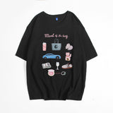 Hand-Painted Printed T-Shirts For Women's Summer New Loose Round-Neck Cotton Short-Sleeved Tops