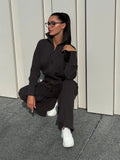 And Winter New Lazy Windy Open Shirt Sweater Set Women's Comfortable Top + Pants Knitted Two