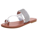 New Jacket With Water Drill Flat-Bottom Slippers Women Summer Wear Large-Size Dew Beach Cool Slippers