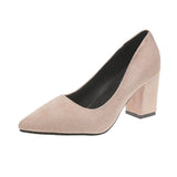 High-Heeled Velvet Single Shoes Women's Coarse Heel And Light-Mouthed Pointed Fashion Shoes Ladies