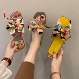 Ribbon Bow Flat And Flat-Bottomed Slippers Women 2025 Summer New Wear Broken Flowers One Word