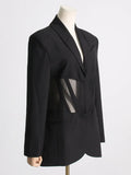 Small Suit Tide 2025 Autumn New Fashion V-Neck Sexy Mesh Perspective Hottie Suit Jacket