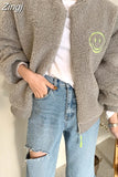 New Chic Autumn Winter Korea Women Embroidery Velet Coat Modis Ladies Womens Warm Cotton Coat Casual Loose Woman Thick