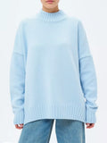 And Winter Half-High Collar Thread Sweater Solid Color Cover Loose Casual