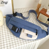Bags Casual Functional Money Phone Pouch Belt Bag Female Canvas Banana Bag Fanny Pack Cargo Harajuku Fashion Ulzzang