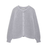 Women's Y2K2025 Autumn New Solid-Colored Cardigan Long-Sleeved Knitted Sweater Coat Women