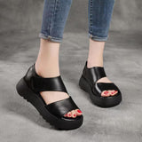 New Roman Sandals 2025 Retro Platform Increased And Light Open Toe Side Empty Velcro Fashion Casual