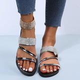 Zingj Large Size Flat Slippers Women's Classic Bright Diamond One-Line Casual