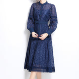 Style Dress 2025 Spring New Retro Heavy Industry Embroidery Lantern Sleeves Waist Single Buckle Large Swing