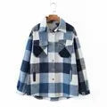 Autumn Women's Wear Urban Leisure Woolen Plaid Shirt