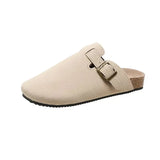 Head Slippers Female Couple Drag Wish Large Belt Buckle Decorated Roman Shoes Half Dragged Lazy Women Shoes