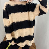 Early Autumn Sweater Long-Sleeved Striped Sweater Languid Sweater Languid Collar Knitted