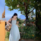 Zingj Shot Romantic Female A Show Back Halter Dress Female A Word Waist Fairy Seaside Vacation Long