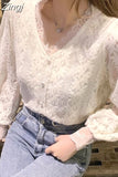 Lace Blouse Bottoming Shirt Spring and Autumn M-4XL Casual Clothing for Women Fashion Temperament Women Tops