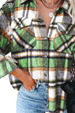 Fleece Jacket Women Plaid Coat Fall Warm Checkered Outerwear Fall Female Long Sleeve Tops Shirt Women Fashion Jacket