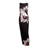 Zingj Summer New Fashion Retro Print Sleeveless Cuffed Hollow Sexy Slim Color