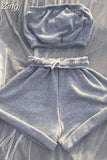 Basic Tracksuit 2 Two Piece Sets for Women Clothing Strapless Top+shorts Wholesale Suits Summer Trend Casual