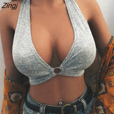 Women Sexy Halter Bandage Crop Tops Wrap Deep V Neck Cut Out Active Bustier Bra Cami Camisole