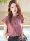Ear Collar Simple Small Flying Sleeve Shirt Female Design Sense Of Small Summer Single Special Beautiful Shirt