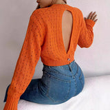 Shooting 2025 Autumn And Winter Sexy Dew Button Hollow Long-Sleeved Cover Sweater Women's