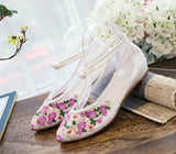 Zingj Shoes Tip Fashion Plate Buckle Beef Tendon Bottom Low Heel Women's Shoes Sandals Mesh Gauze Embroidered Cloth