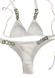 Zingj Sexy Bikini Color Female Split Straps Luxury Diamond Swimwear Metal Chain Accessories