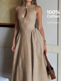 2025 New Fashion Mid-Term Dress Temperament Sexy Hollow A Dress Dress