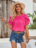 Clear New Wind Hot Women's Wear 2025 New Round Collar Pinch Pleated Polka Point Short-Sleeved Jacket
