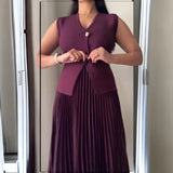 Women's Clothing 2025 Spring New Sleeveless V-Neck Vest Pressure Skirt Temperament Fashion Suit