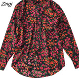 Women Floral Printing French Retro Simple Vintage College Female Spring Korean Style Chic Soft Clothes Long Sleeve