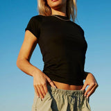 Women's New Solid Color Body Short-Sleeved T-Shirt Women's Fashion Casual Bottoming