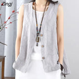 Women Vests Summer Simple Solid Fashion All-match Casual Sleeveless Baggy Single Breasted Pockets Cozy Waistcoat Female