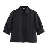 New Women's Short-Sleeved Shirt Wide Fan Flute Dress