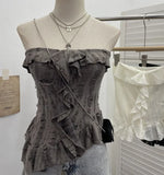 Shooting Wasteland Wind Thoracic Thoracic Do Old Hole Irregular Lotus Leaf Side Vest Millennial Babes Sleeveless Top
