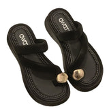 Of Toes Thick-Soled Slippers Women's Shoes Sandals Metal Buckle Small Comfortable Cool Slippers Outside Wearing Slippers High