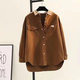 Map Water Wash Cotton Shirt Women 2025 Autumn And Winter New Korean Version Of The Loose Casual Shirt Jacket