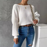 Zingj New Open Back Knit Sweater Long Sleeve Long Sleeve Knit Sweater Woman-Outfit