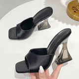 Slippers Women 2025 Summer New High-Hee Slippers Square Women Cold Slippers Large Code