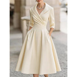Women's Spring And Autumn Temperament Collar Waist Dress Thin Elegant Ladies