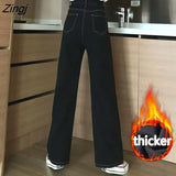 Women Thicker Baggy All-match Black Ins Vintage Teenagers High Waist Warm Feminino Trousers Full Length 2023 Newest