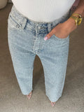 Industry Full Of Diamond Water Wash Jeans Women Senior Sense Low-Rise Straight Trousers Personality Hottie High Street