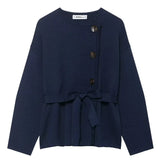 Women's Clothing Explosion With Belt Knitted Short Coat