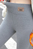 Women's Winter Leggings with Fleece Grey High Waist Soft Trousers Casual Stretch Thermal Slimming Warm Leggings for