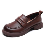 Layer Of Cowhise Small Leather Shoes Autumn New Hand Leather Women's Shoes Flat Sole Soft Soles One Foot Single