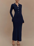Autumn And Winter Knitted Dress Female Decoration Body Button Comfort And Temperament
