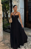 Women's Dress Sweet Sexy Slings With Chest Pressure Folds Big Pendulum Dress Solid Color Woman