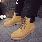 Men Boots PU Outdoor Snow Ankle Boots Male Lace Up Anti-slip Booties British Sneakers Plus Size 46 Zapatos De
